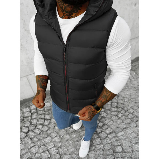 Vīriešu melna veste ar gotuvo Nanor JS/M805/392 - Vīriešiem Vīriešu melna veste ar gotuvo Nanor Vestes