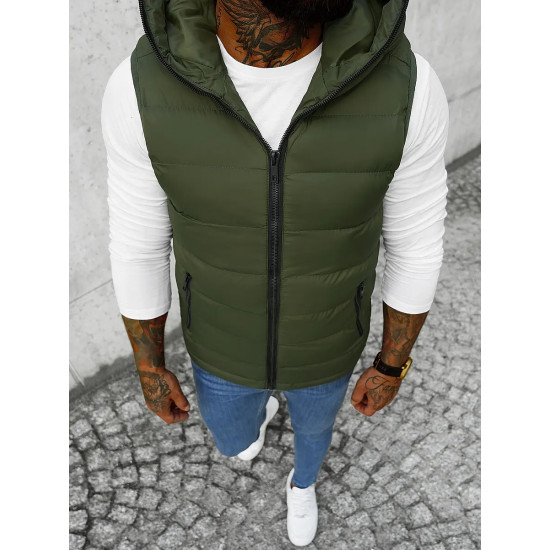 Tumši zaļa veste ar Nanor kapuci JS/M805/136 - Vīriešiem Tumši zaļa veste ar Nanor kapuci JS/M805/136