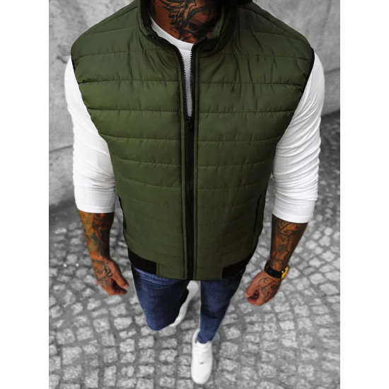 Stepēta vīriešu haki krāsas veste Lider JS/MY77 - Vīriešiem Stepēta vīriešu haki krāsas veste Lider JS/MY77