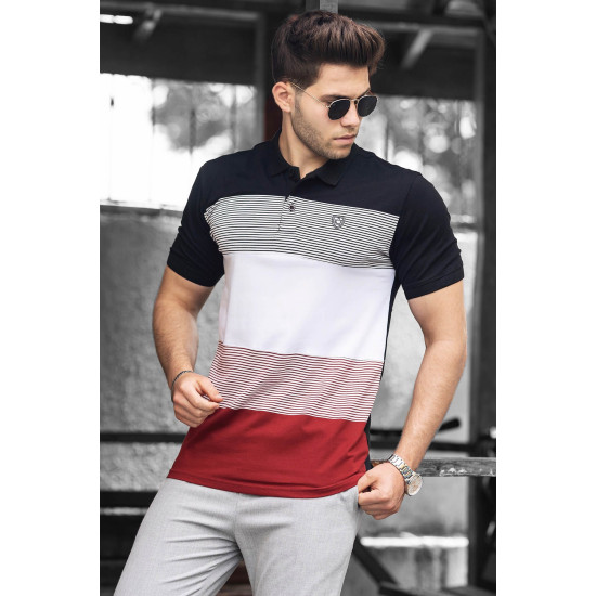 Vīriešu melns/sarkans krekls Polo PK9280 - T-krekls Vīriešu melns/sarkans krekls Polo PK9280 Premium