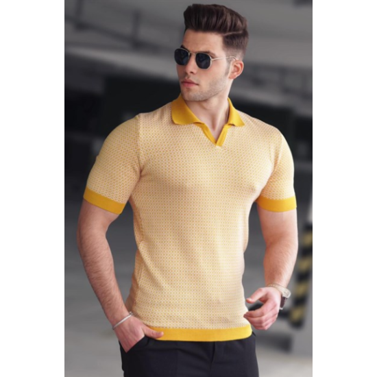Dzeltens/balts vīriešu T-krekls Hippie PK5077 - T-krekls Dzeltens/balts vīriešu T-krekls Hippie PK5077 Premium