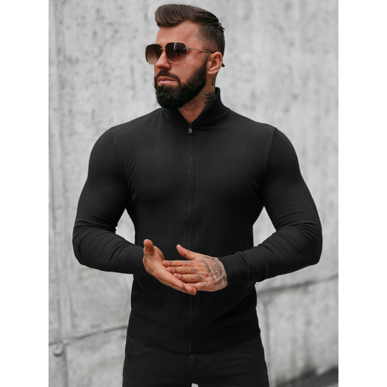Karim melns džemperis ar rāvējslēdzēju NB/MM6004/4 - Vīriešiem Karim melns džemperis ar rāvējslēdzēju NB/MM6004/4