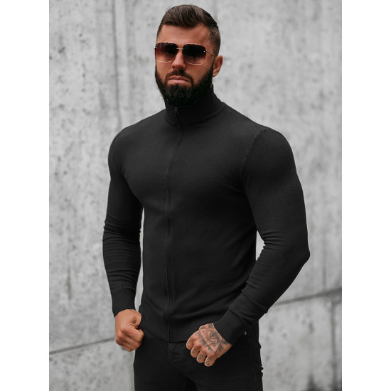 Karim melns džemperis ar rāvējslēdzēju NB/MM6004/4 - Vīriešiem Karim melns džemperis ar rāvējslēdzēju NB/MM6004/4