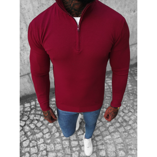 Makar bordo krāsas džemperis ar pusrāvējslēdzēju NB/MM6007/7 - Vīriešiem Makar bordo krāsas džemperis ar pusrāvējslēdzēju NB/MM6007/7