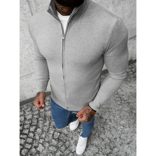 Men's gray Karim zip-up sweater NB/MM6004/2 - For men Men's gray Karim zip-up sweater NB/MM6004/2