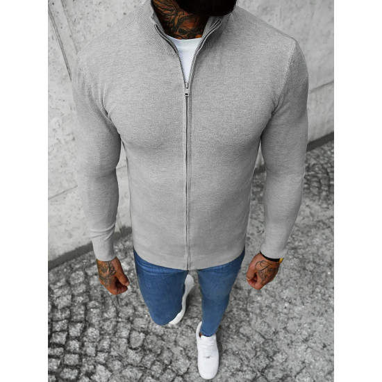 Men's gray Karim zip-up sweater NB/MM6004/2 - For men Men's gray Karim zip-up sweater NB/MM6004/2
