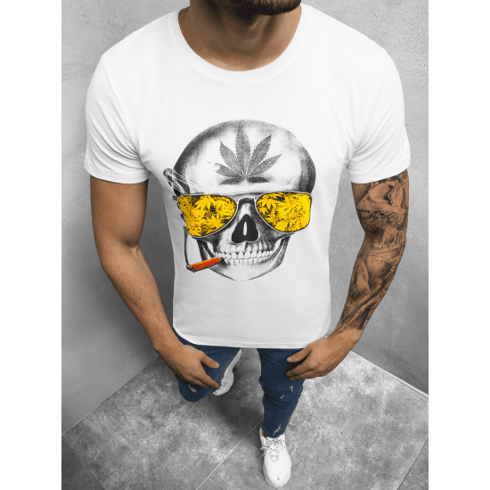 Vīriešu balts t-krekls Skeleton O/1192 - T-krekls Vīriešu balts t-krekls Skeleton O/1192