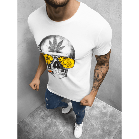 Vīriešu balts t-krekls Skeleton O/1192 - T-krekls Vīriešu balts t-krekls Skeleton O/1192