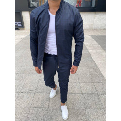 Pleds tumši zils vīriešu brīvā laika uzvalks Saimon