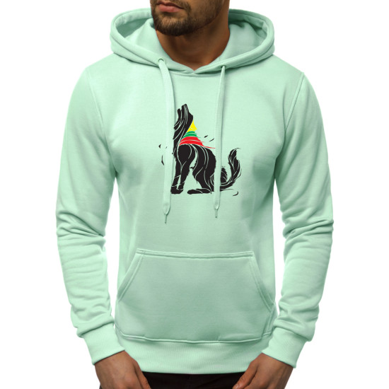 Vīriešu džemperis ar kapuci, piparmētru krāsā Wolf Džemperi ar kapuci