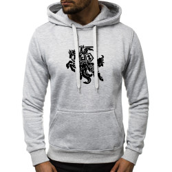 Pilkos spalvos vyriškas džemperis su gobtuvu "Vytis"