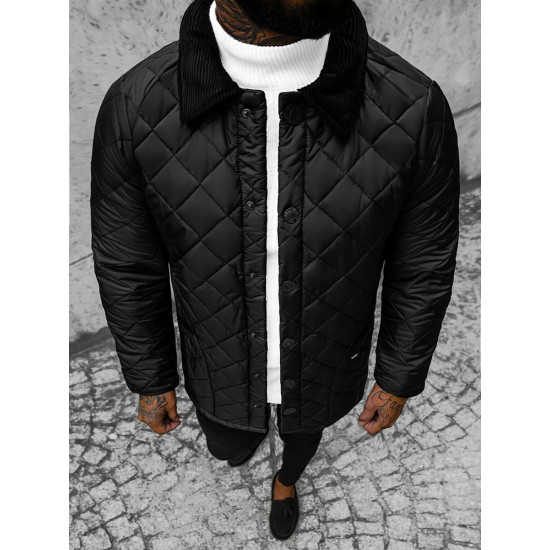 Men's black quilted jacket Boris O/5619Z - Men's Jackets and Coats Men's black quilted jacket Boris O/5619Z