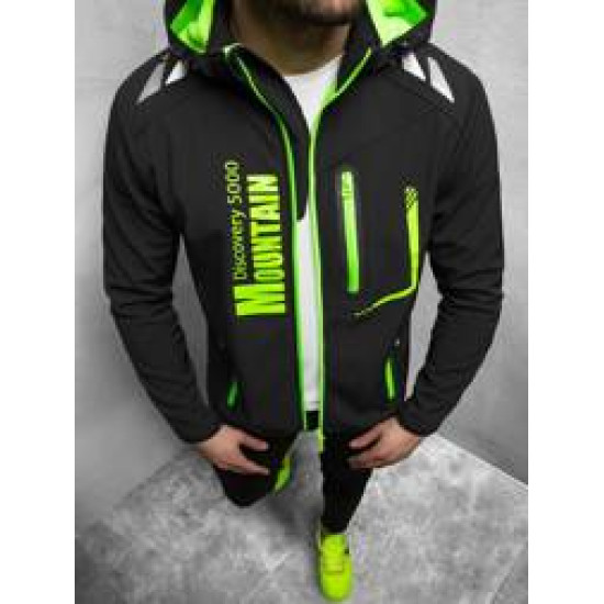 Vīriešu melna jaka ar zaļām detaļām Ero JS/HH026/1A