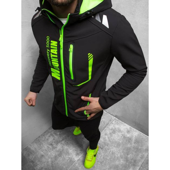 Vīriešu melna jaka ar zaļām detaļām Ero JS/HH026/1A