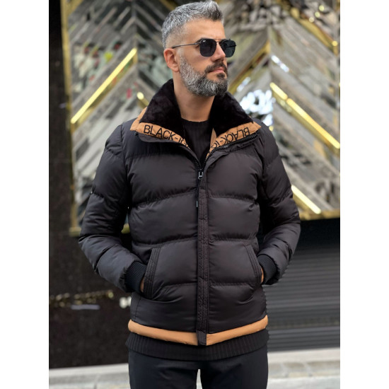 Vīriešu melna jaka ar kapuci Tido PK4747 Premium
