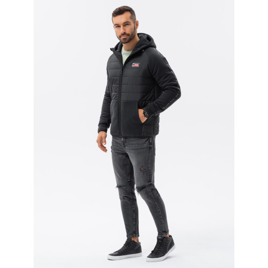 Izpārdošana Melna jaka ar kapuci vīriešiem Okar C601 Premium