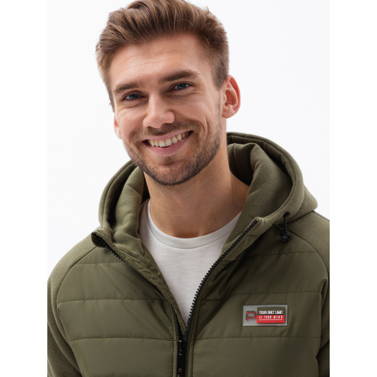 Khaki jaka ar kapuci vīriešiem Okar C601 - Vīriešu jakas un mēteļi Khaki jaka ar kapuci vīriešiem Okar C601 Premium