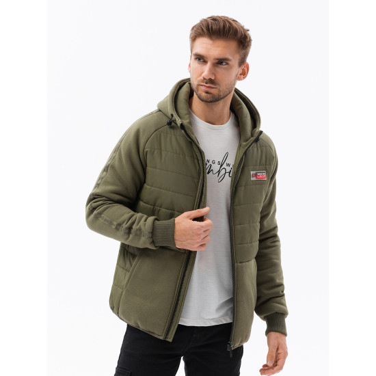 Khaki jaka ar kapuci vīriešiem Okar C601 - Vīriešu jakas un mēteļi Khaki jaka ar kapuci vīriešiem Okar C601 Premium