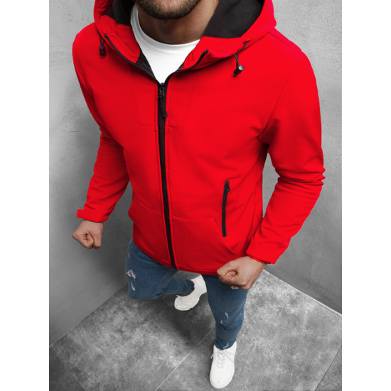 Sarkana vīriešu softshell jaka ar kapuci Mokar JS/HM187/5 - Vīriešu jakas un mēteļi Sarkana vīriešu softshell jaka ar kapuci Mokar JS/HM187/5
