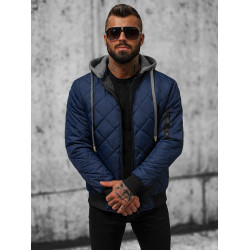 Tumši zila vīriešu jaka ar kapuci Lator