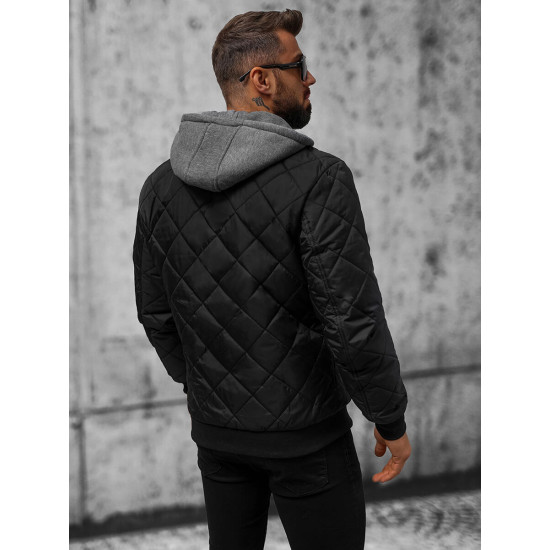 Melna vīriešu jaka ar kapuci Lator JS/8M986/392