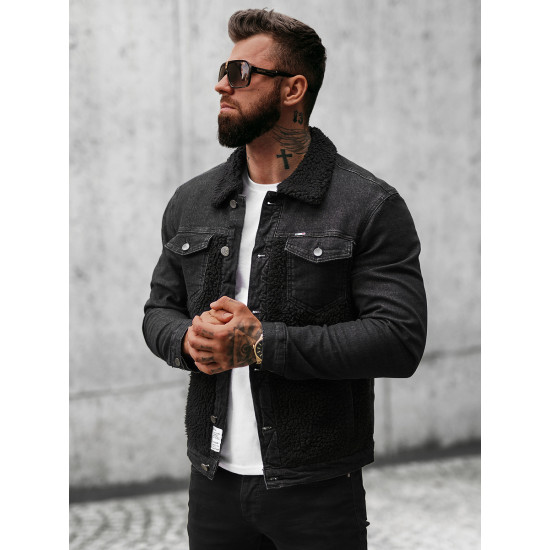 Melna džinsa jaka Biok NB/MJ533N - Vīriešu jakas un mēteļi Melna džinsa jaka Biok NB/MJ533N