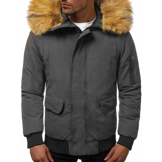 Bomber stila tumši pelēka vīriešu jaka Lemor JS/201901 - Vīriešu jakas un mēteļi Bomber stila tumši pelēka vīriešu jaka Lemor JS/201901