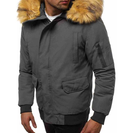 Bomber stila tumši pelēka vīriešu jaka Lemor JS/201901 - Vīriešu jakas un mēteļi Bomber stila tumši pelēka vīriešu jaka Lemor JS/201901