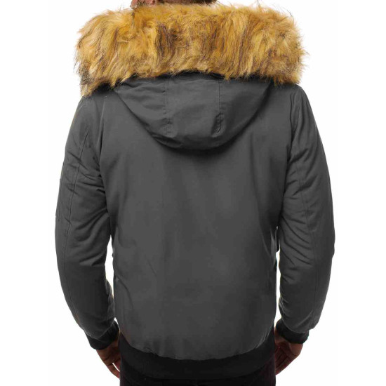 Bomber stila tumši pelēka vīriešu jaka Lemor JS/201901 - Vīriešu jakas un mēteļi Bomber stila tumši pelēka vīriešu jaka Lemor JS/201901