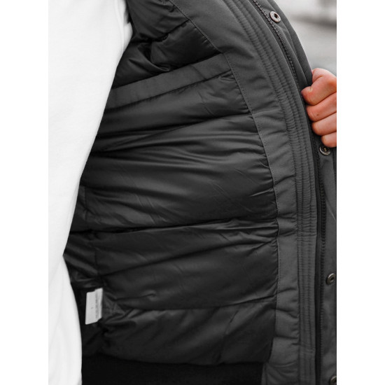 Bomber stila tumši pelēka vīriešu jaka Lemor JS/201901 - Vīriešu jakas un mēteļi Bomber stila tumši pelēka vīriešu jaka Lemor JS/201901