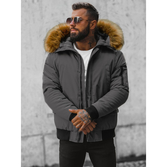 Bomber stila tumši pelēka vīriešu jaka Lemor JS/201901 - Vīriešu jakas un mēteļi Bomber stila tumši pelēka vīriešu jaka Lemor JS/201901