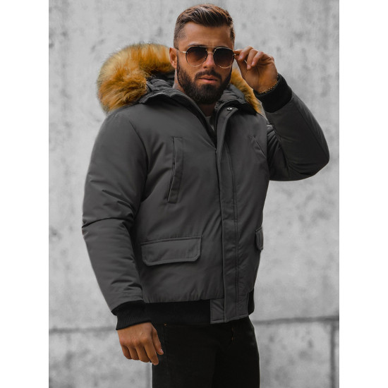 Bomber stila tumši pelēka vīriešu jaka Lemor JS/201901 - Vīriešu jakas un mēteļi Bomber stila tumši pelēka vīriešu jaka Lemor JS/201901