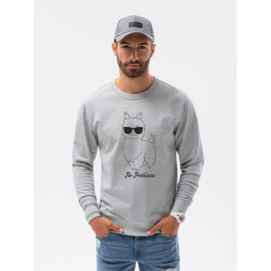 Light gray sweater No ProbLlama B1153 - Mens Sweaters| Sweaters online Light gray sweater No ProbLlama B1153 Premium