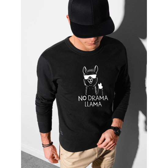 Melns džemperis No drama Lama B1153 - Vīriešu džemperi| Džemperi tiešsaistē Melns džemperis No drama Lama B1153 Premium