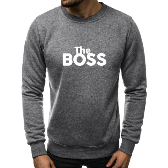 Tumši pelēks vīriešu džemperis The boss 2001-10 - Vīriešu džemperi| Džemperi tiešsaistē Tumši pelēks vīriešu džemperis The boss 2001-10