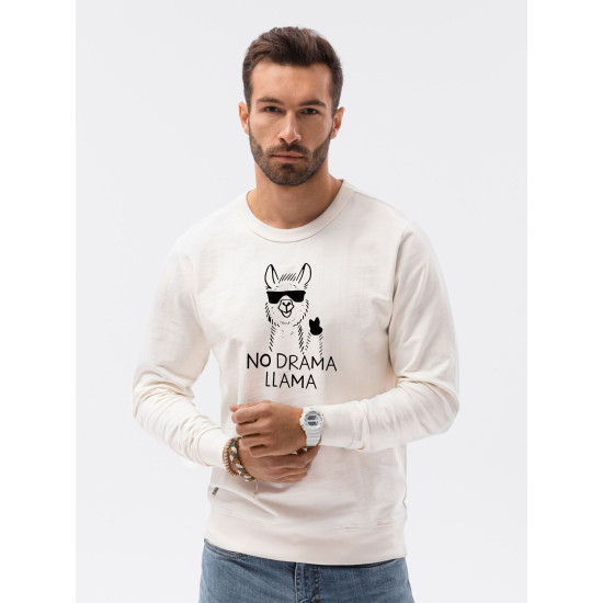 Balts džemperis No drama Lama B1153 Premium