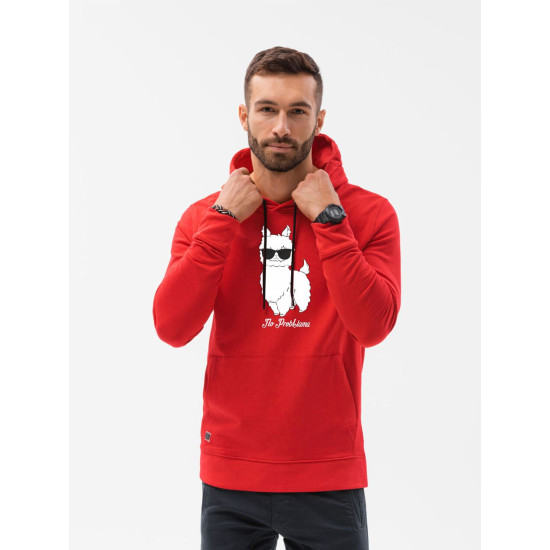 Akcija Sarkans vīriešu džemperis ar kapuci No ProbLlama B1154 Premium