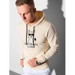 Karameļkrāsas vīriešu džemperis ar kapuci No drama Llama Karameļkrāsas vīriešu džemperis ar kapuci No drama Llama