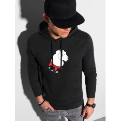 Melns vīriešu džemperis ar kapuci Lama Melns vīriešu džemperis ar kapuci Lama