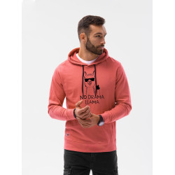 Rozā vīriešu džemperis ar kapuci  No drama Llama Rozā vīriešu džemperis ar kapuci  No drama Llama