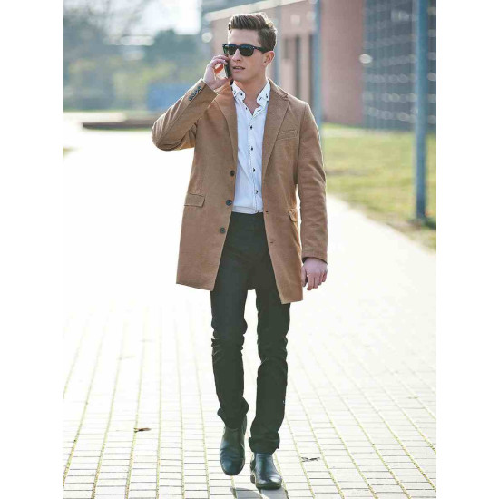 Elegants brūns vīriešu mētelis Sugal JB/1047Z - Rīcība Elegants brūns vīriešu mētelis Sugal JB/1047Z