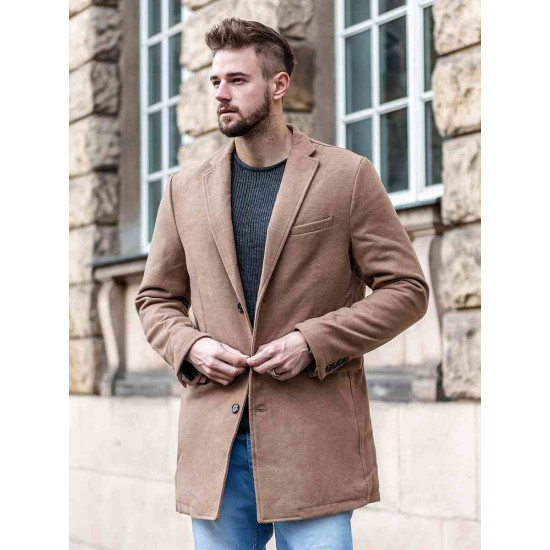 Elegants brūns vīriešu mētelis Sugal JB/1047Z - Rīcība Elegants brūns vīriešu mētelis Sugal JB/1047Z