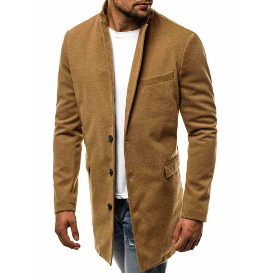 Elegants brūns vīriešu mētelis Sugal JB/1047Z - Rīcība Elegants brūns vīriešu mētelis Sugal JB/1047Z