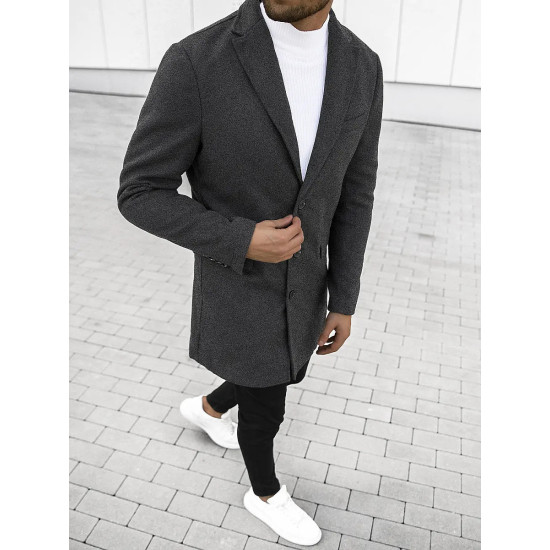 Elegants tumši pelēks vīriešu mētelis Sugal JB/1047Z - Rīcība Elegants tumši pelēks vīriešu mētelis Sugal JB/1047Z
