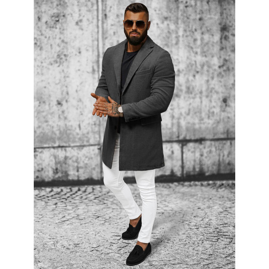 Elegants tumši pelēks vīriešu mētelis Sugal JB/1047Z - Rīcība Elegants tumši pelēks vīriešu mētelis Sugal JB/1047Z