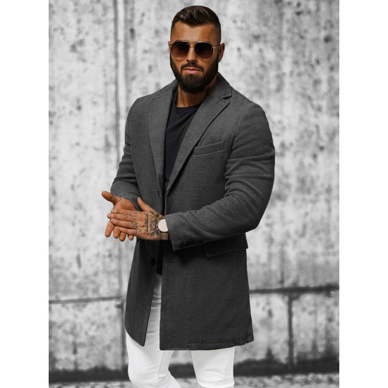 Elegants tumši pelēks vīriešu mētelis Sugal JB/1047Z - Rīcība Elegants tumši pelēks vīriešu mētelis Sugal JB/1047Z