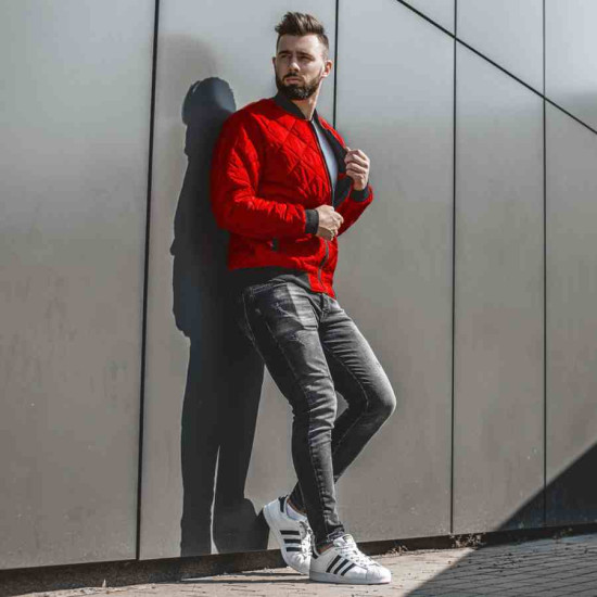 Vīriešu sarkanā jaka Morel JS/MY01 - TX2210 - Vīriešu jakas un mēteļi Vīriešu sarkanā jaka Morel JS/MY01 - TX2210