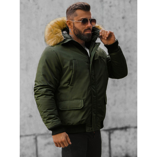 Bomber stila zaļa vīriešu jaka Lemor JS/201901 - Vīriešu jakas un mēteļi Bomber stila zaļa vīriešu jaka Lemor JS/201901