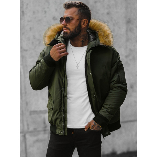 Bomber stila zaļa vīriešu jaka Lemor JS/201901 - Vīriešu jakas un mēteļi Bomber stila zaļa vīriešu jaka Lemor JS/201901
