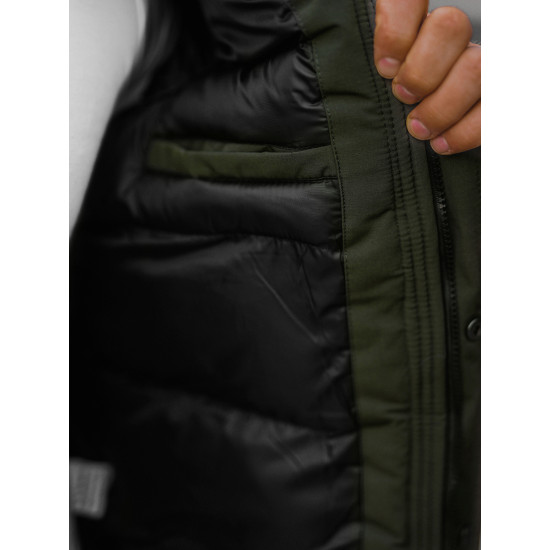 Bomber stila zaļa vīriešu jaka Lemor JS/201901 - Vīriešu jakas un mēteļi Bomber stila zaļa vīriešu jaka Lemor JS/201901